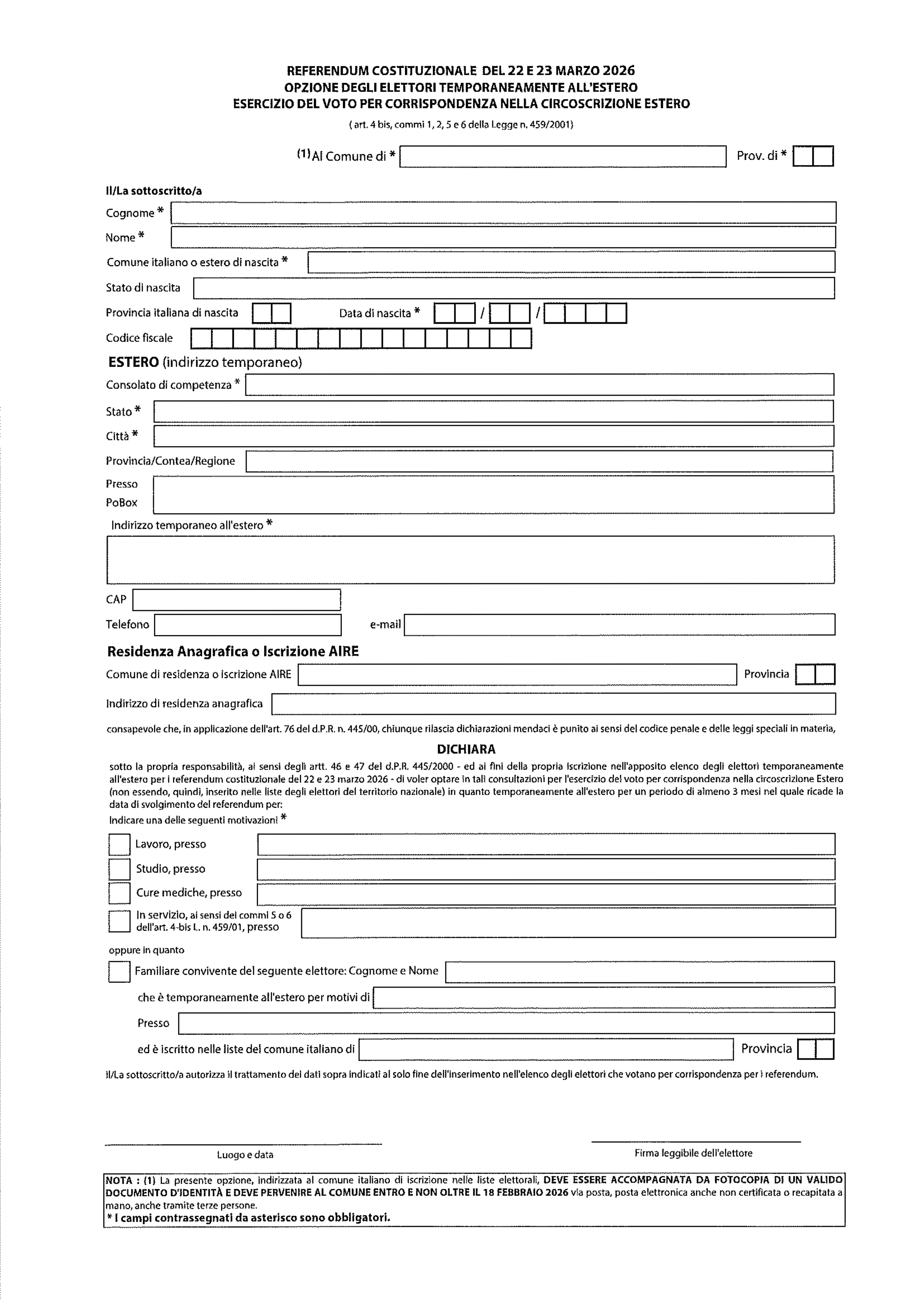 Referendum costituzionale del 22 e 23 marzo 2026