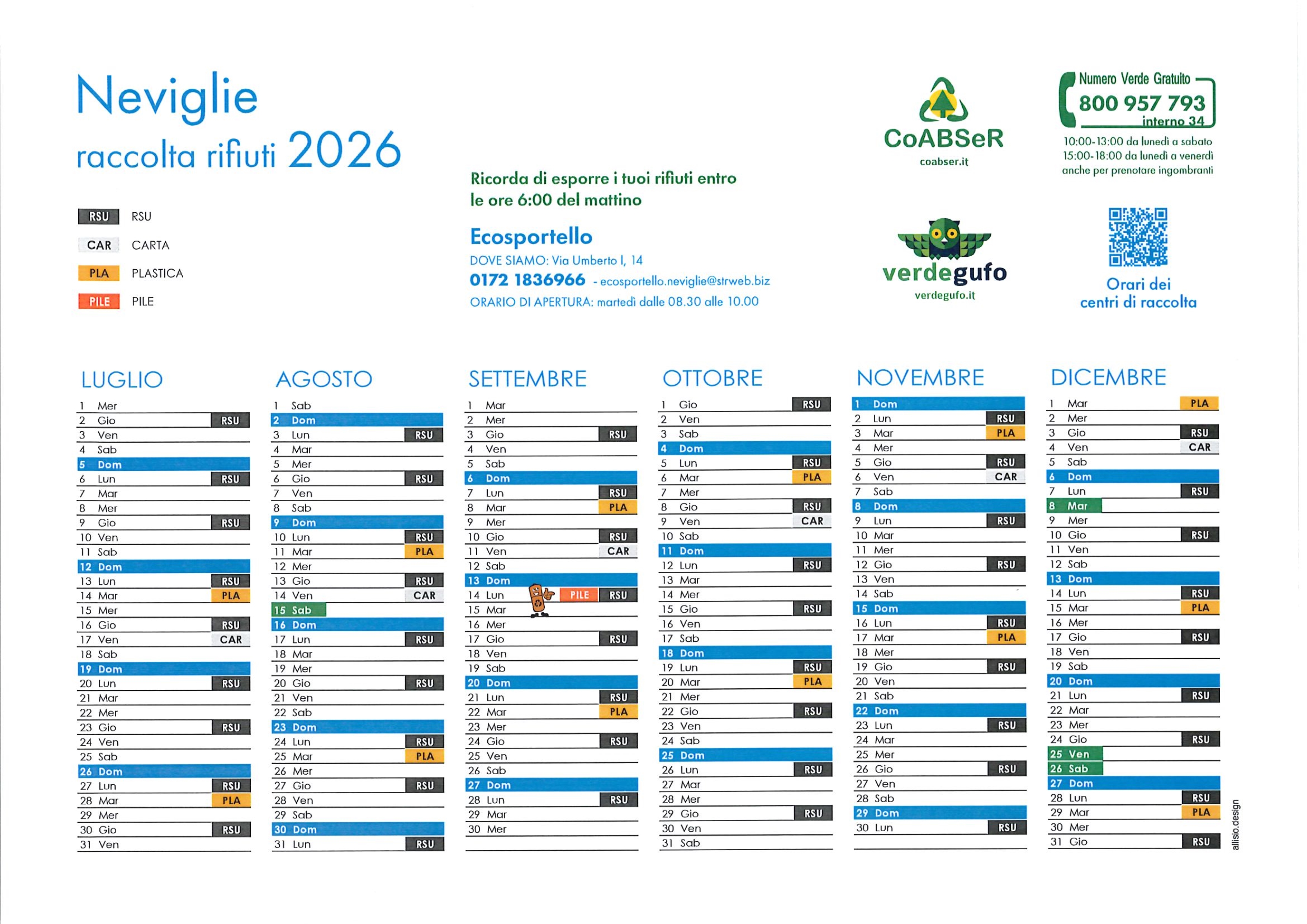 Calendario STR utenze domestiche 2026